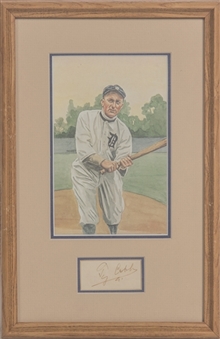 Ty Cobb Signed Cut With Perez Steele Card In 8x12 Framed Display (Beckett)